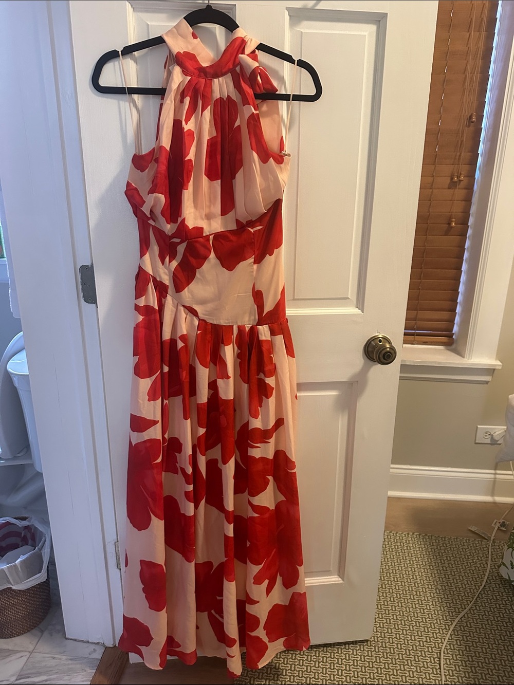 Red Floral Halter Maxi Dress - Fate